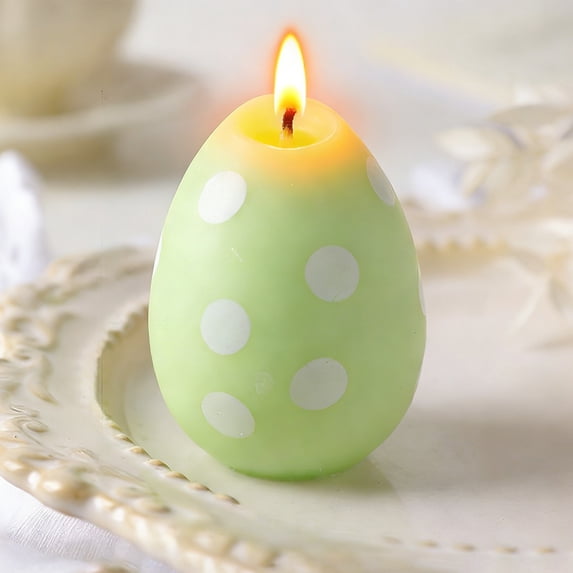 Scented Egg Candle, Green Polka Dots Easter Ornament, Fragrant Decorative Candle Gift, For Tabletop Centerpiece, Home Easter Holiday And Party Display