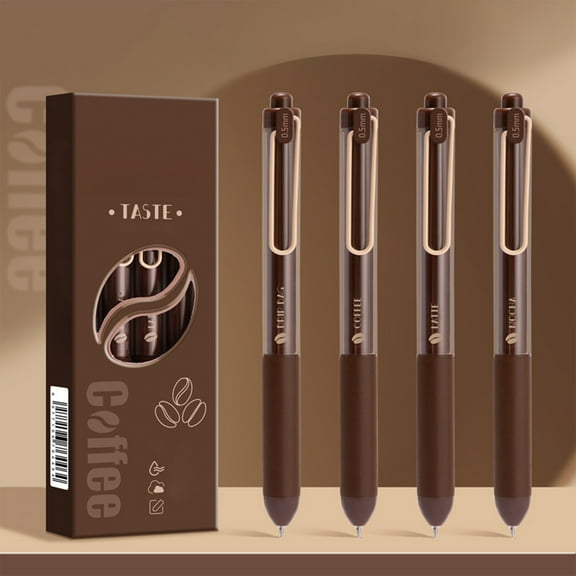 Scented Gel Pen Set - Coffee Rose Cream Fragrance ST Precision Tip 0.5mm Exam Writing Tool Ergonomic Grip Office Office Supplies 4-Pack(Coffee)