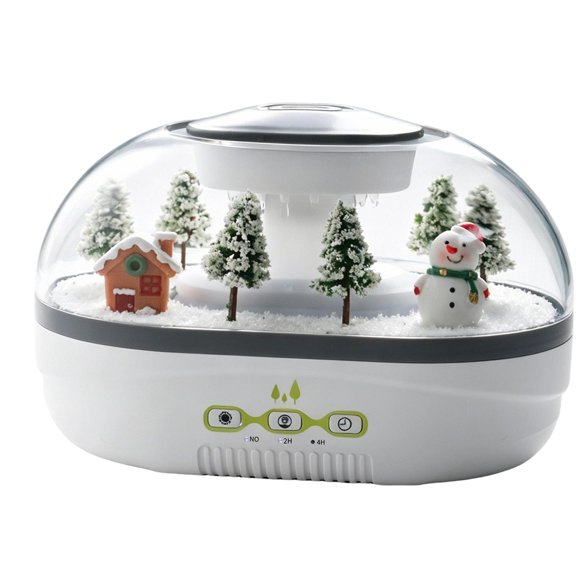 Scented Humidifier with Essential Oil Diffuser and Winter Micro-Landscape Dome, 1 Piece, White, for Bedroom and Office Desk Decoration