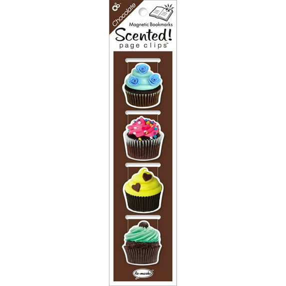 Scented Magnetic Page Clip Bookmarks 4/Pkg-Chocolate Cupcake