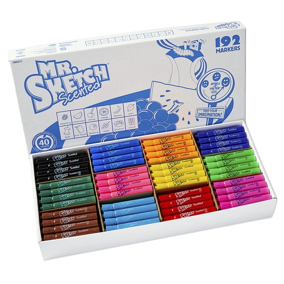 Scented Markers 192 Piece Classroom Set, Assorted Colors, Thick Barrel Easy to Hold, Chisel Tip for Versatile Drawing,Safe