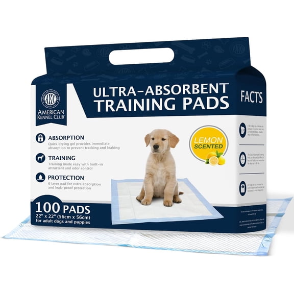 Scented Puppy Training Pads with Ultra Absorbent Quick Dry Gel  22 x 22 Pee Pads For Dogs - Lemon Scented - 100 Count