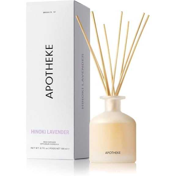Scented Reed Diffuser Hinoki Lavender 6.7 Fl Oz with 10 Rattan Sticks