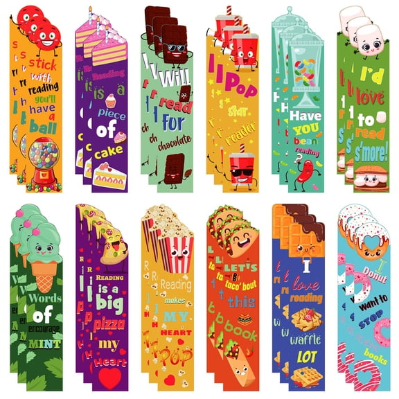 Scented Scratch and Sniff Bookmarks, 36 Pieces, 12 Styles, Fruit and Dessert Designs, Classroom Must-Haves and Rewards for Elementary Grades 1 to 5
