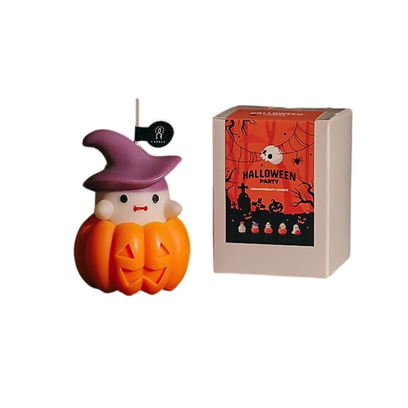 Scented Soy Wax Halloween Candle Carved Jack O Lantern White5 1pc