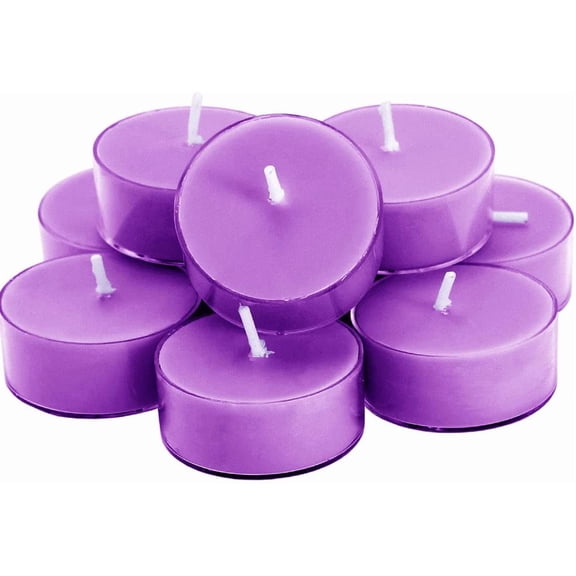 Scented Soy Wax Tealight Candles Bulk, Lavender Aromatherapy Candle for Stress Relief, Clear Cup Long Lasting, for for Relaxation, Spa and Bath|Pack of 12