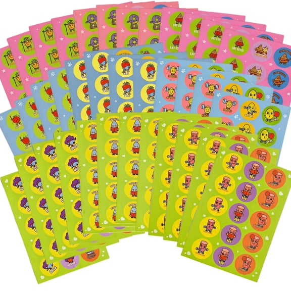 Scented Stickers for Kids, 36 Sheets 540 Pcs, Scratch & Sniff Reward Stickers, 9 Cute Styles, Easy Peel, Large Sheets 4.33" x 6.69", for Teachers Classroom Incentives, Party Favors & Crafts