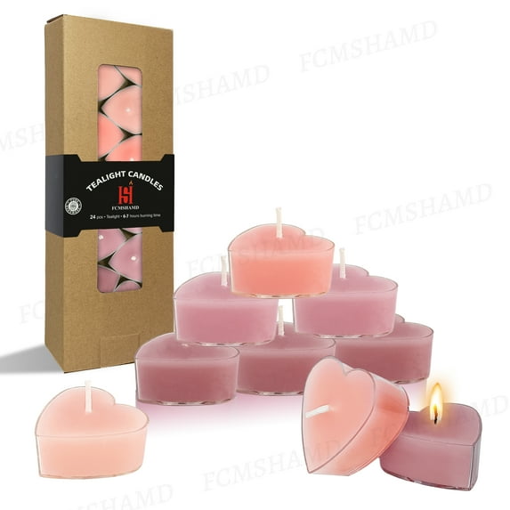Scented Tealight Candles, Clear Cup Pink Rose Aroma Tea Lights Candles, 24 Pack Colored Tealights Candle, 6-7 Hour Burn Time Tea Candles for Party, Decor, Spa, Shabbat