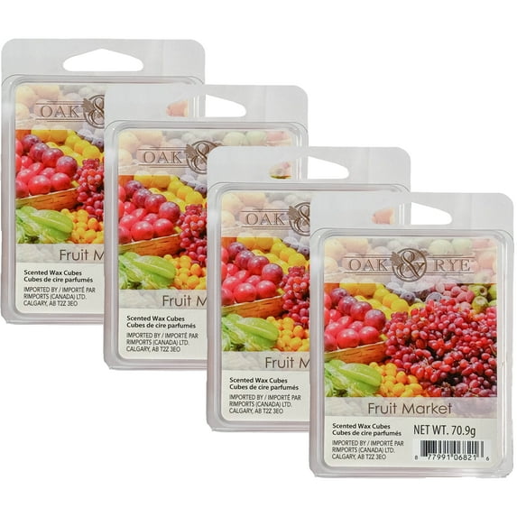 Scented Wax Fragrance Melts - Fruit Market - Wax Cubes Pack, Home Warmer Tart, Electric Wickless Candle Bar Air Freshener, Spa Aroma Decor Gift - 2.5 oz (4-Pack)