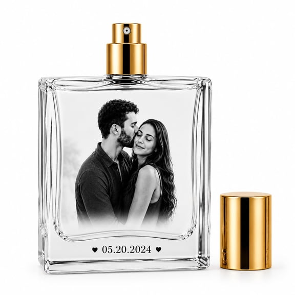 ScentedGem Personalized Engraved Glass Perfume Bottle 3.4 Oz with Photo and Text, Custom Fragrance Gift for Women and Men, Anniversary, Birthday, Wedding