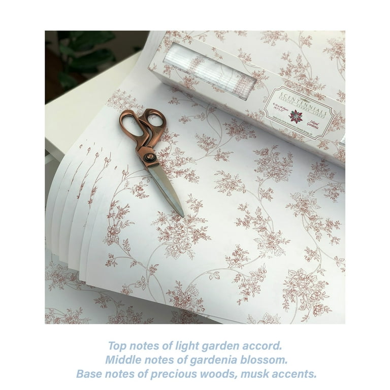 Scentennials Scented Drawer Liners - Island Gardenia Floral Print - 18  Sheets 16.5 x 22 Inch Non-Adhesive Paper Sheets - Perfect for Closet  Shelves