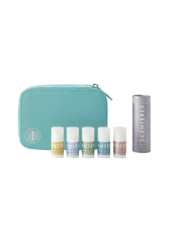 Scentered Aromatherapy Essential Oils Balm Gift Set - DAILY RITUAL - Sleep Well (5g) + 5 x Mini Balms: De-Stress, Focus, Happy, Escape & Love - Relaxing Gifts for Women