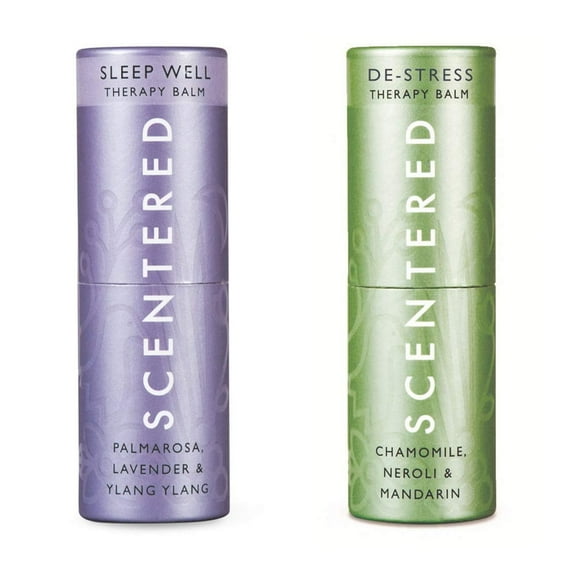 Scentered SLEEP WELL & DE-STRESS Aromatherapy Essential Oils Balm Gift Set - For Restful Sleep & Relaxation - All-Natural Blends of Lavender, Ylang Ylang, Cedarwood, Chamomile