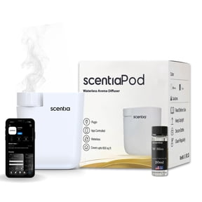 Scentia Pod Smart Plug-in Diffuser with App Control, Waterless Cold Air Diffuser, W Bliss, 500 Sq. Ft. Coverage, White Color