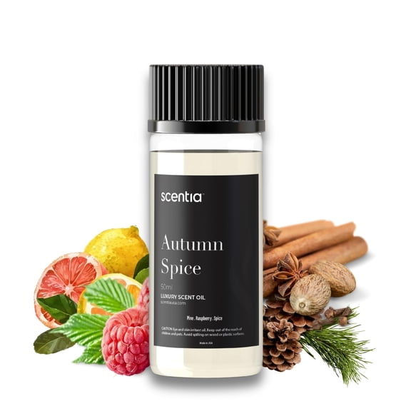 Scentia Autumn Spice Essential Oil – 50ml Fall Blend with Pumpkin Spice Notes | Diffuser Oil for Home, Halloween & Thanksgiving Décor | Aromatherapy, Candle & Soap Making