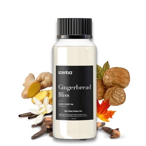 Scentia Gingerbread Bliss Fragrance Oil 120 ml |Holiday Scent for Diffusers, Candles, Soap Making