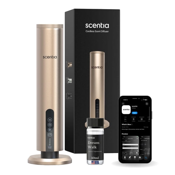 Scentia Max Gold Wireless Waterless Hotel Scent Diffuser | Includes Discovery kit 20ml | App Controlled, Cordless | Home, Office, Spa, Aromatherapy | Covers 1500 Sq Ft | 72 Hrs in 1 Charging
