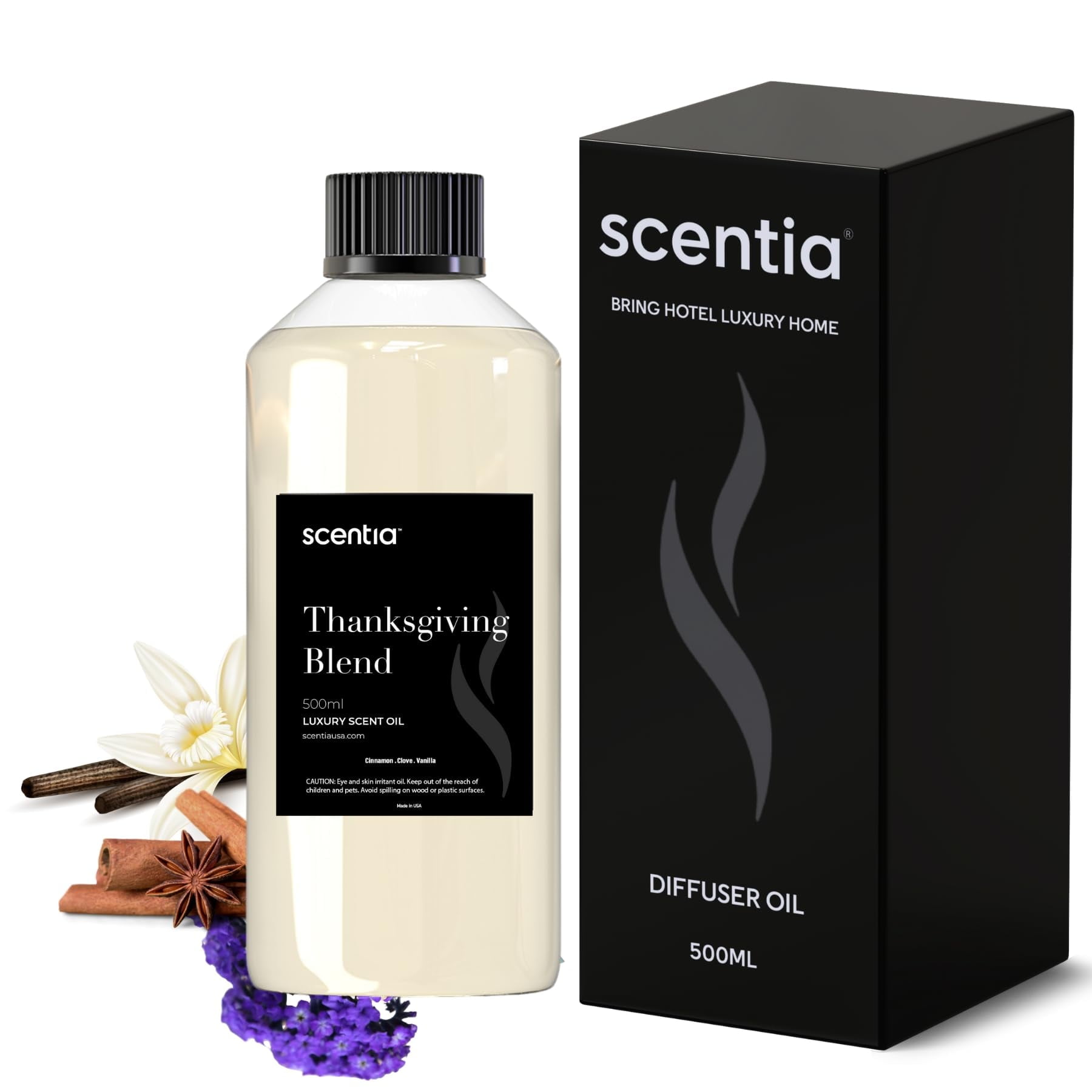 Scentia Thanksgiving Blend Essential Oil – 500ml Premium Holiday Diffuser Oil with Cinnamon, Clove, Vanilla & Coconut | Bulk Aromatherapy for Homes, Spas, Hotels & DIY Crafts