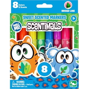 Scentimals Broadline Markers 8ct Set - Vibrant Colors, Fun Fruity Scents, Washable, Perfect for Drawing, Coloring, Projects, Art & Craft Supplies