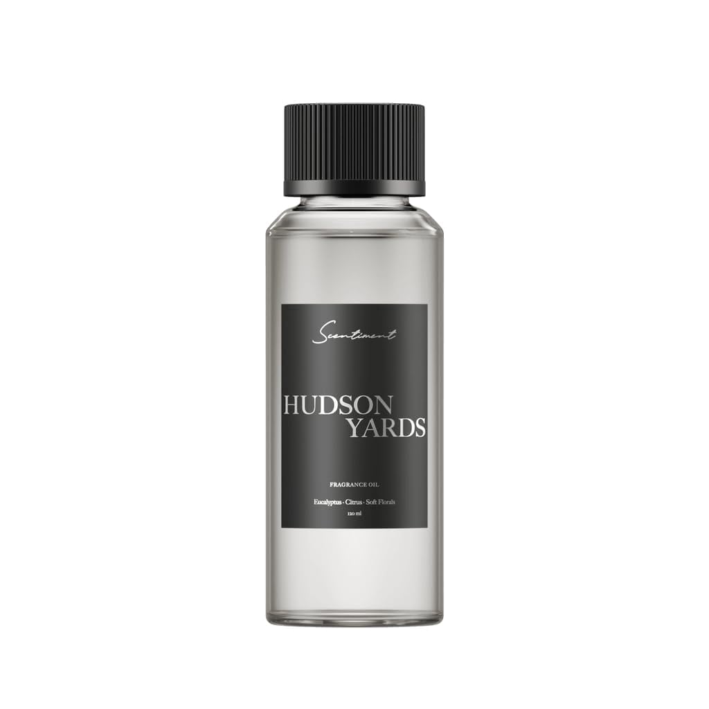 Scentiment Hudson Yards Fragrance Oil – 120ml | Luxury Aromatherapy Diffuser Oil | Notes of Eucalyptus, Citrus & Soft Florals