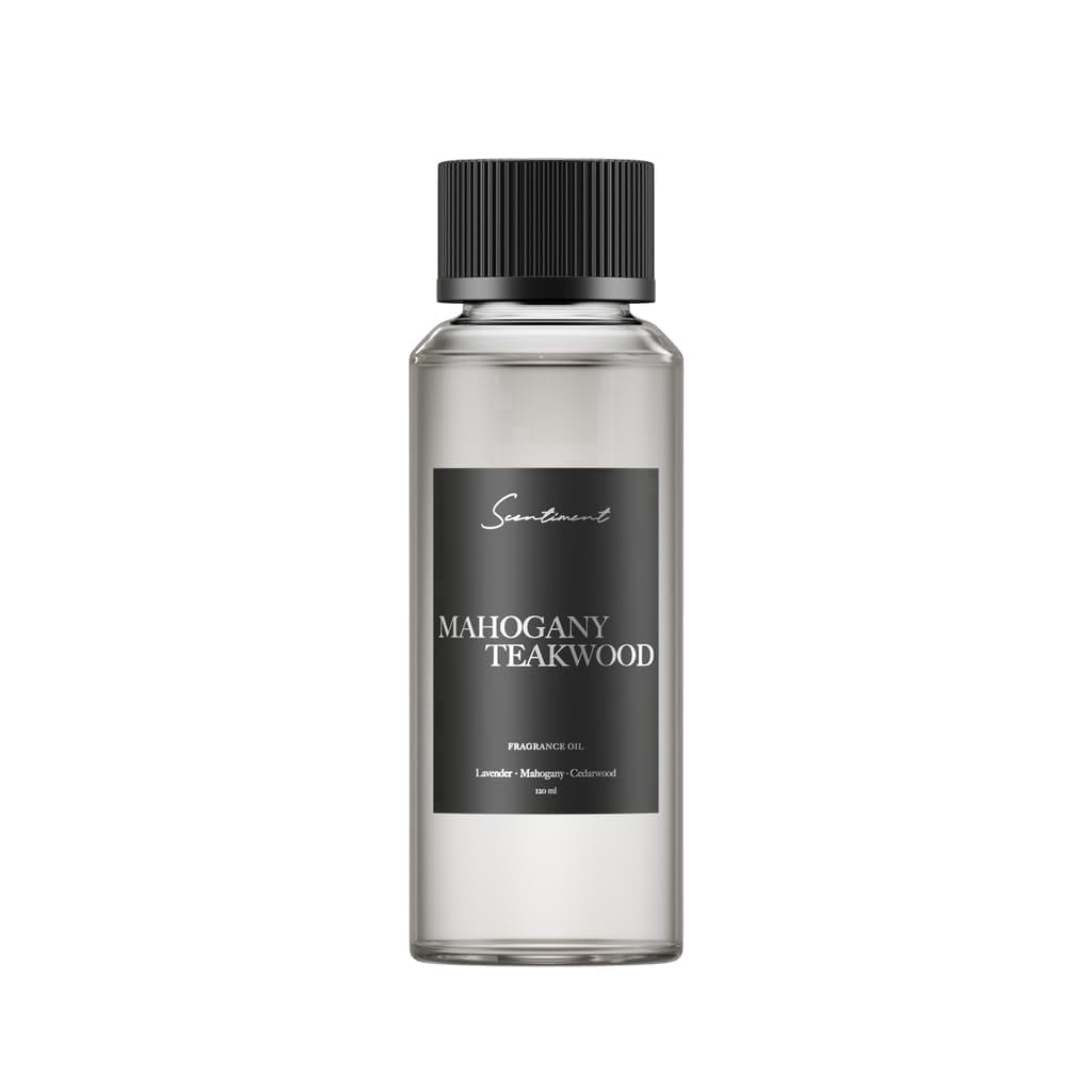 Scentiment Mahogany Teakwood Fragrance Oil – 120ml | Luxury Aromatherapy Diffuser Oil | Notes of Lavender, Mahogany, Cedarwood