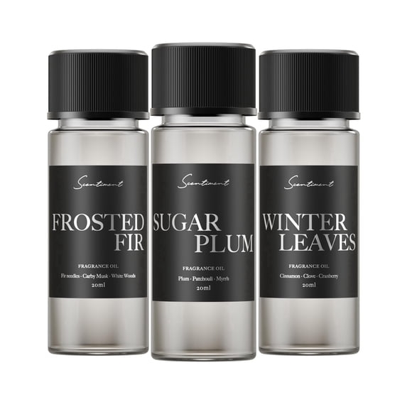 Scentiment Winter Collection Diffuser Oil Set – 20ml | Aromatherapy Fragrance Oils (Vanilla Ember, Sugar Plum, Winter Leaves) | Seasonal Luxury Scents