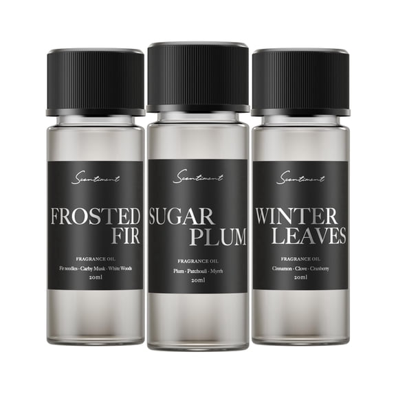 Scentiment Diffuser Oil - Top 3 Winter Collection Scent Samples | Aromatherapy Home Fragrance | Luxurious Scent with Notes of Vanilla Ember, Sugar Plum, Winter Leaves (20ml)