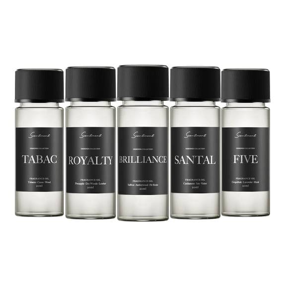 Scentiment Designer Diffuser Oil Discovery Kit – 5 x 20ml | Home Aromatherapy Fragrance Oils | Brilliance, Santal, Royalty, Tabac & Five