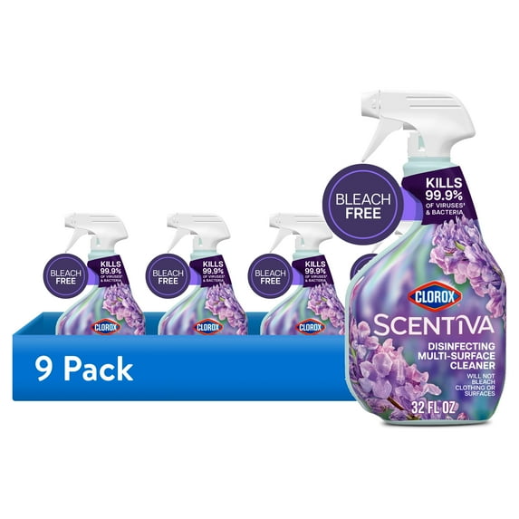 (9 pack) Clorox Scentiva Multi Surface Cleaner Spray, Lavender & Jasmine, 32 fl oz