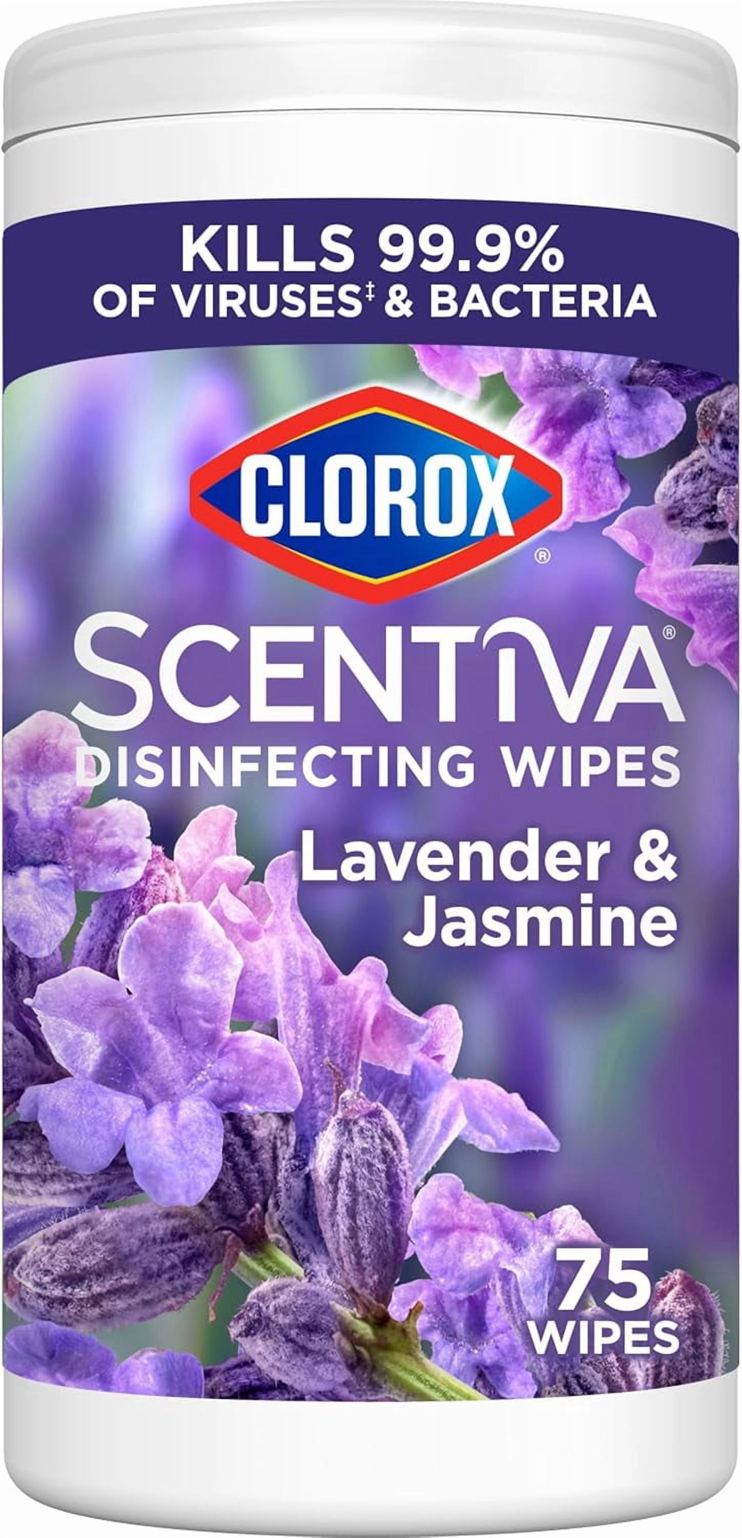 Scentiva Disinfecting Wipes, Lavender and Jasmine, Antibacterial, 75 Count