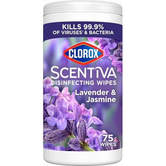 Scentiva Disinfecting Wipes, Lavender and Jasmine, Antibacterial, 75 Count