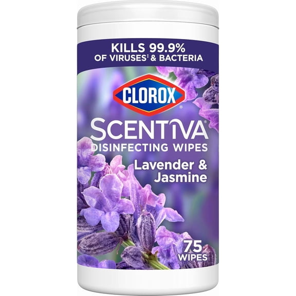 Scentiva Disinfecting Wipes, Lavender and Jasmine, Antibacterial, 75 Count