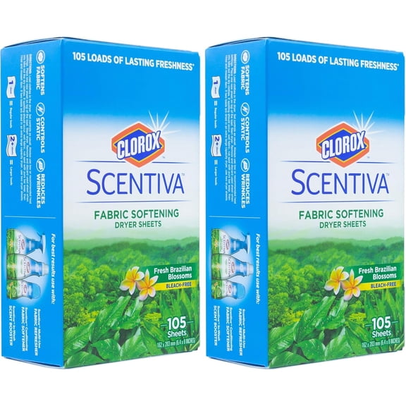 Scentiva Fabric Softening Dryer Sheets - Fabric Sheets in Fresh Brazilian Blossoms Scent - Laundry Dryer Sheets for Fresh & Clean Clothes - Fabric Softener Sheets, Dryer Sheet, 105 Count