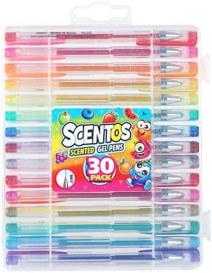 Scentos Fruity Scented Gel Ink Pens for Ages 3+ - Assorted Colorful Pens  for Journaling & Drawing - 30 Pack