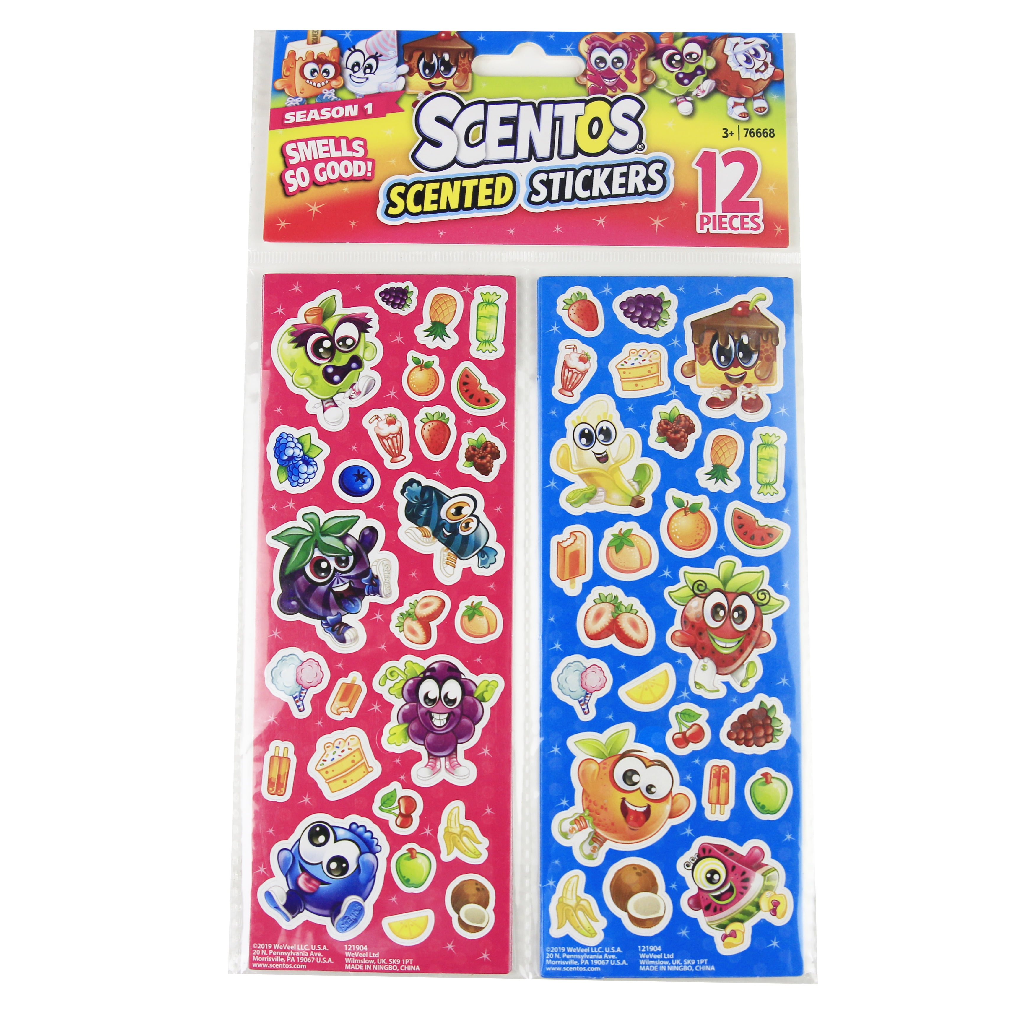 Scentos Scented 12 Pack Stickers, Party Favors, Birthday Party