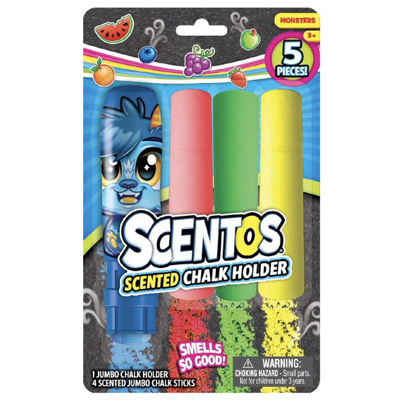Scentos Scented Chalk Holder and Chalk, Monsters, Assorted, 5-Pieces