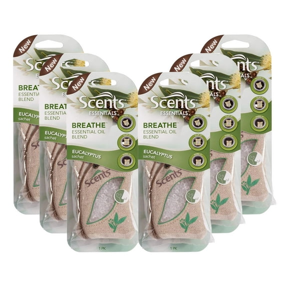 Scents Automotive Essentials Air Freshener: Breathe, Eucalyptus Sachet, 6 Pack