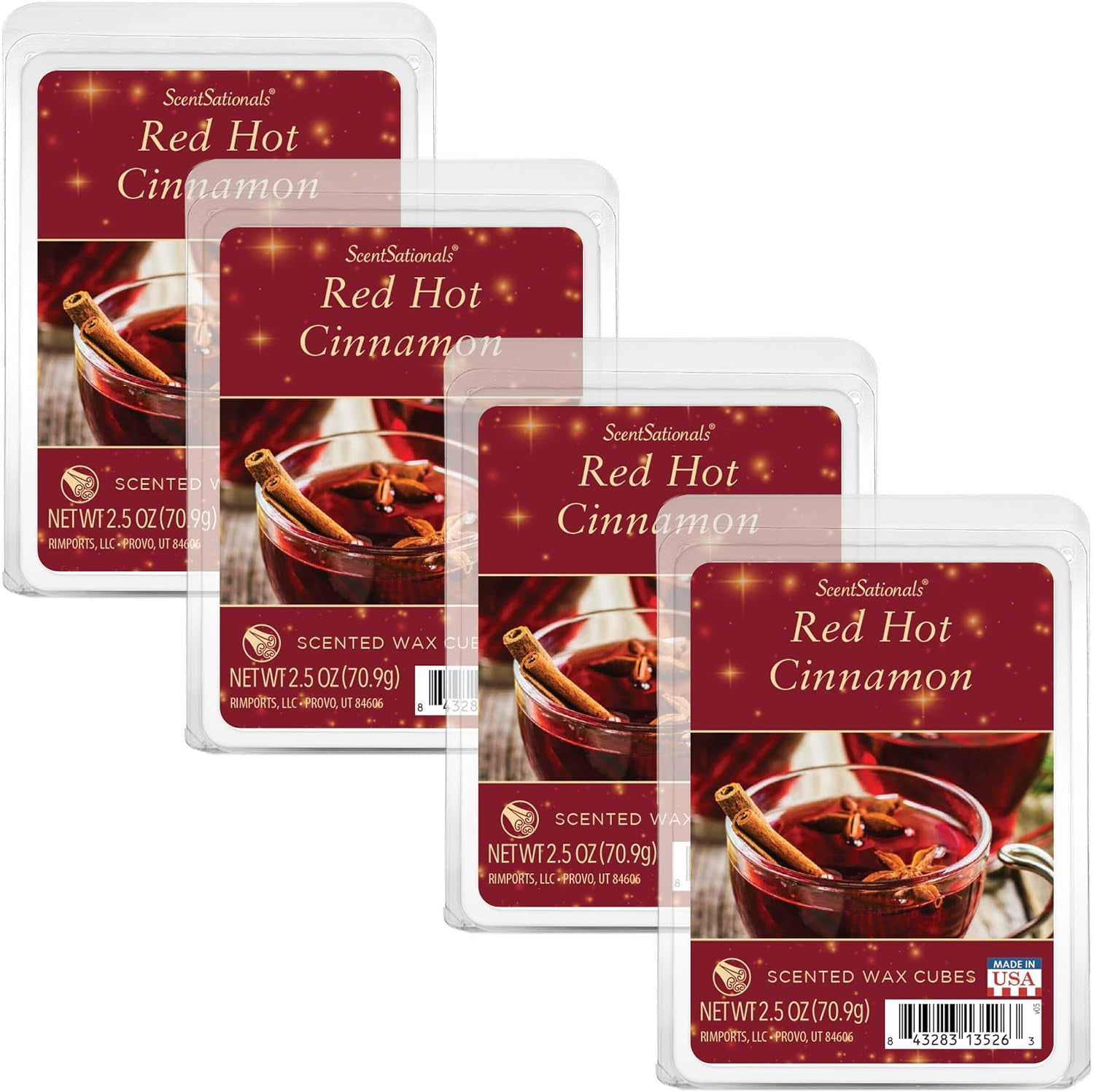 Red Hot Cinnamon Scented Wax Melts 2.5 oz 4-Pack