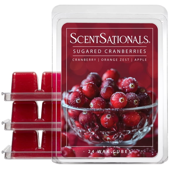 Scentsationals Christmas Wax Melts, Wax Cubes Strong Scent - Holiday Collection Frosted Cranberry - Long Lasting Scented Wax Melts for Warmer, 2.5 oz (4-Pack)