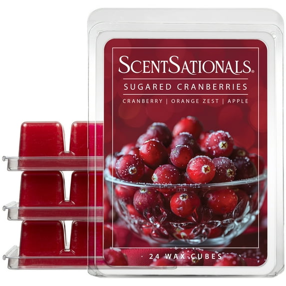 Scentsationals Christmas Wax Melts, Wax Cubes Strong Scent - Holiday Collection Frosted Cranberry - Long Lasting Scented Wax Melts for Warmer, 2.5 oz (4-Pack)