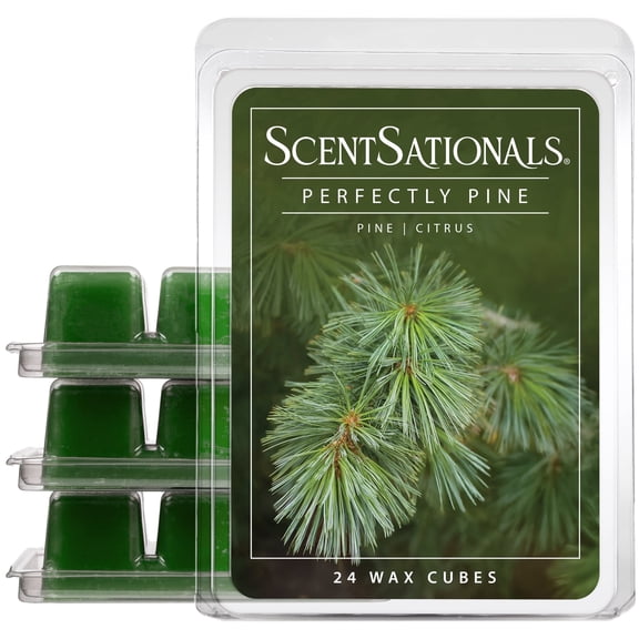 Scentsationals Christmas Wax Melts, Wax Cubes Strong Scent - Holiday Collection Perfectly Pine - Long Lasting Scented Wax Melts for Warmer, 2.5 oz (4-Pack)