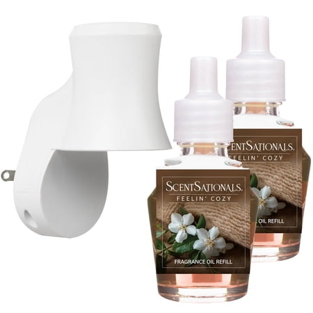 Scentsationals Plug in Air Freshener Starter Set – Swivel Plug Fragrance Oil Diffusers & 2 Long Lasting Scent Refills - Feelin' Cozy