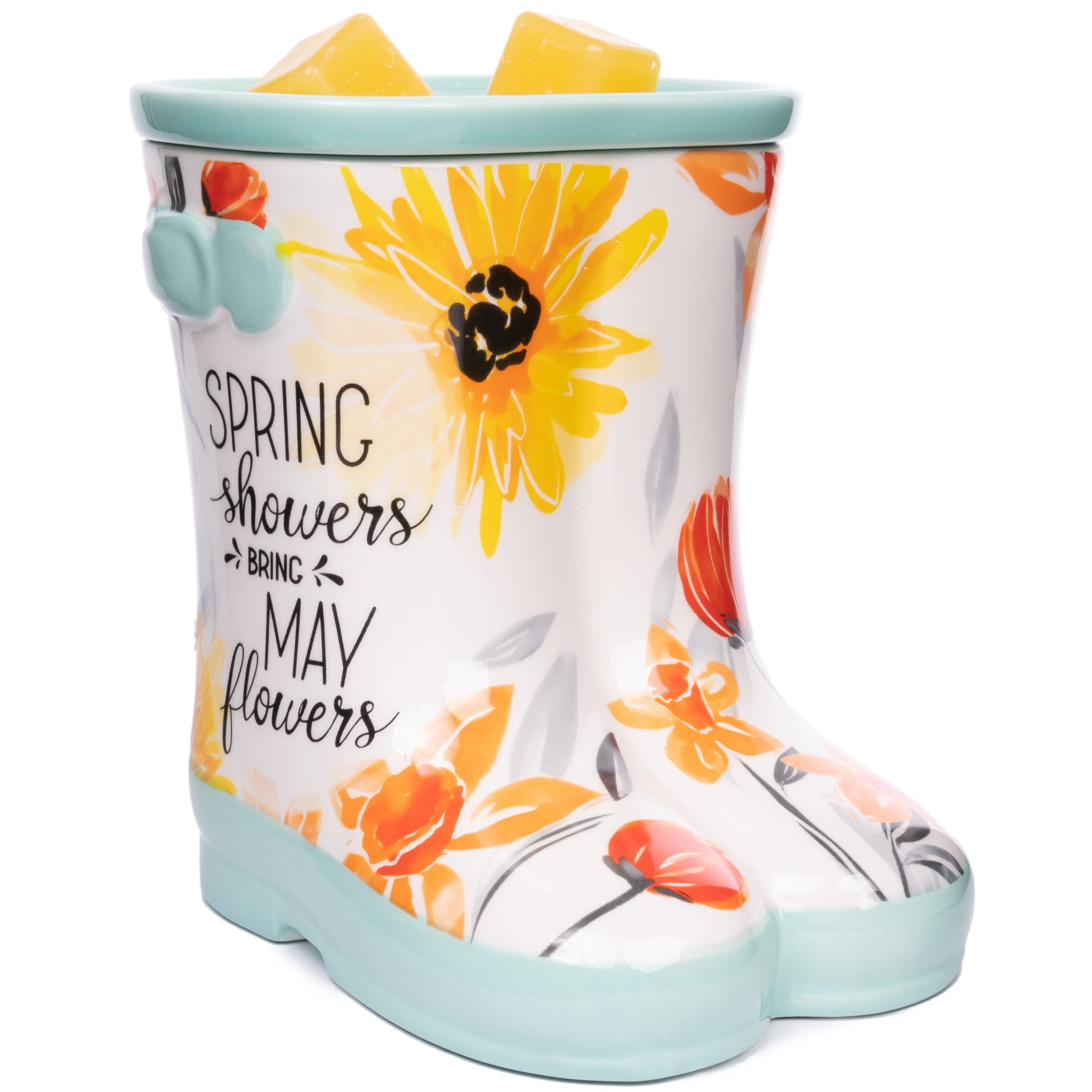 Floral Rain Boot Ceramic Wax Melt Warmer