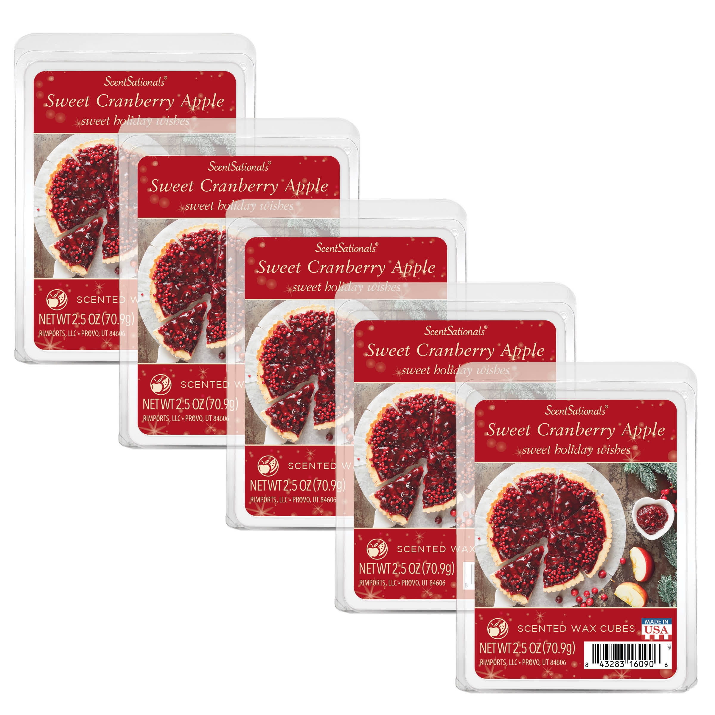 Scentsationals Sweet Cranberry Apple Scented Wax Melts, 2.5oz (5-Pack)