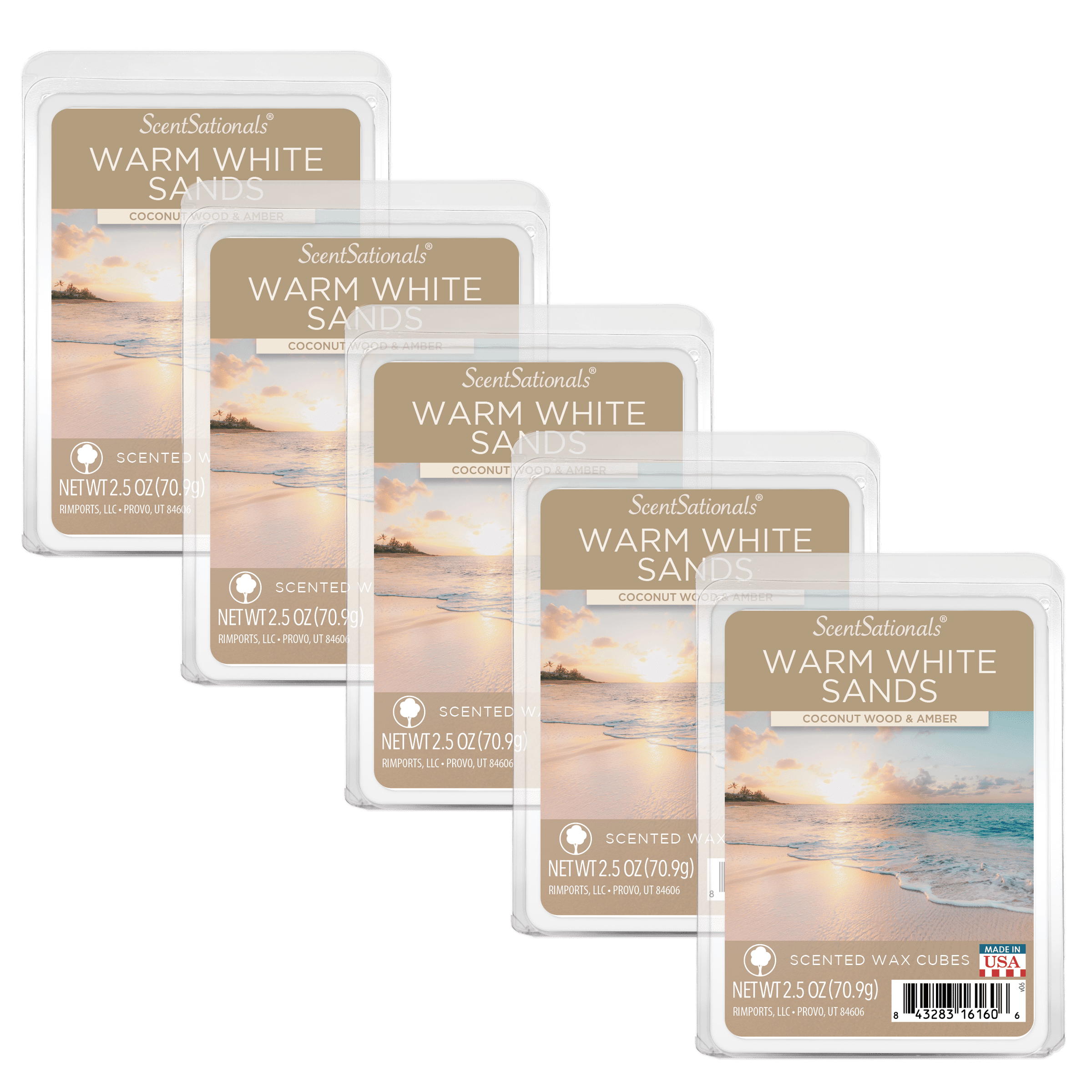 Scentsationals Warm White Sands Scented Wax Melts, 2.5oz, 5-Pack