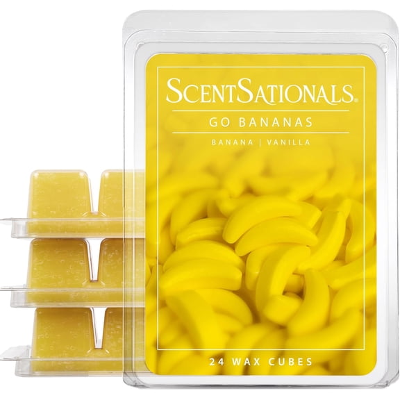 Scentsationals Wax Melts, Wax Cubes Strong Scent Candy Collection Go Bananas Long Lasting Scented Melts for Warmer, 10oz (24-Cubes)