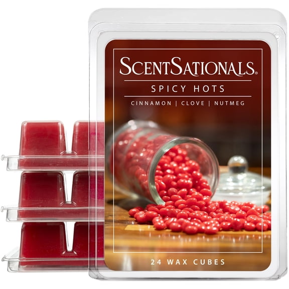 Scentsationals Wax Melts, Wax Cubes Strong Scent Candy Collection Spicy Hots Long Lasting Scented Melts for Warmer, 10oz (24-Cubes)
