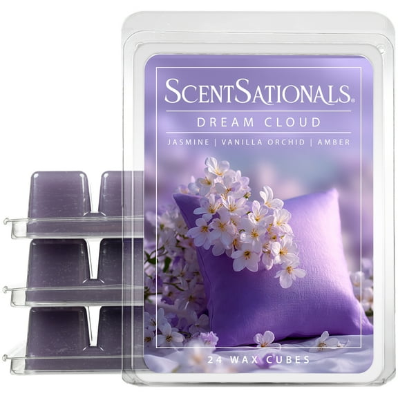 Scentsationals Wax Melts, Wax Cubes Strong Scent - Dream Cloud - Long Lasting Scented Wax Melts for Warmer, 10oz (24-Cubes)