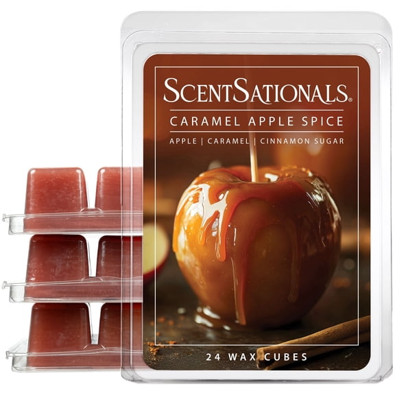 Scentsationals Wax Melts, Wax Cubes Strong Scent - Frost & Spice Collection Caramel Apple Spice - Long Lasting Scented Wax Melts for Warmer, 10oz (24-Cubes)