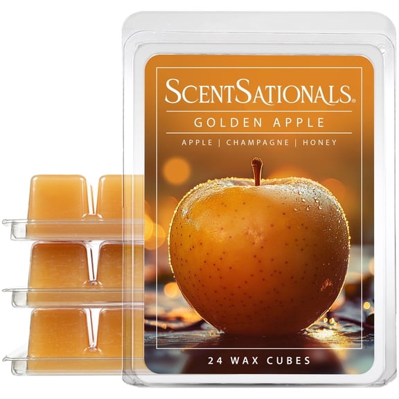 Scentsationals Wax Melts, Wax Cubes Strong Scent - Golden Apple - Long Lasting Scented Wax Melts for Warmer, 10oz (24-Cubes)